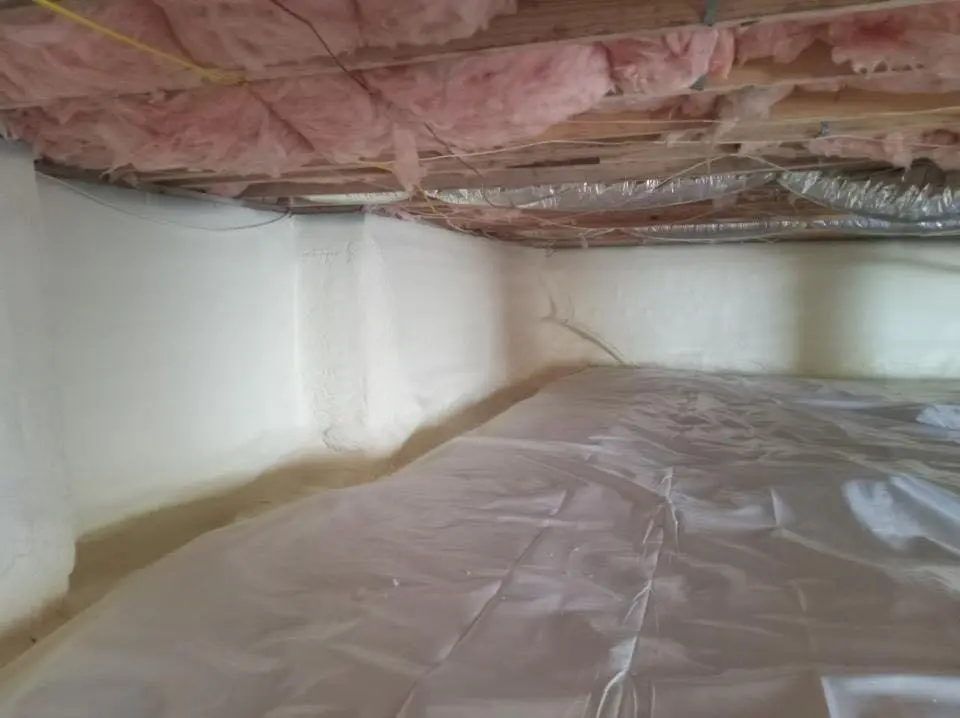 Crawl space encapsulation with closed-cell spray foam for Flat Roof Repair in Lawrenceville